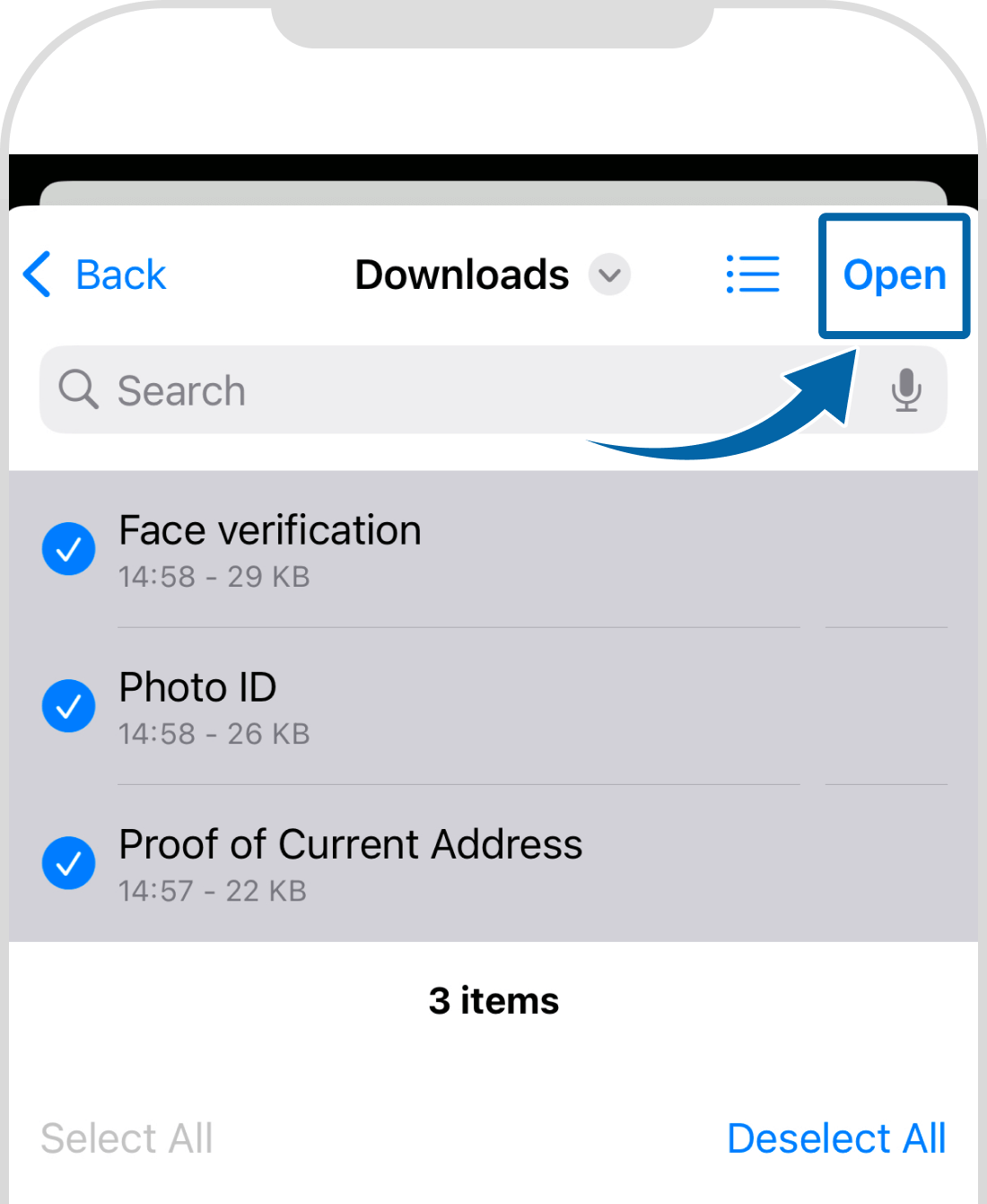 
Open and upload selected file