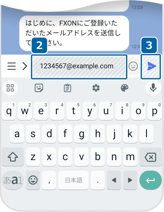 アドレス入力と送信