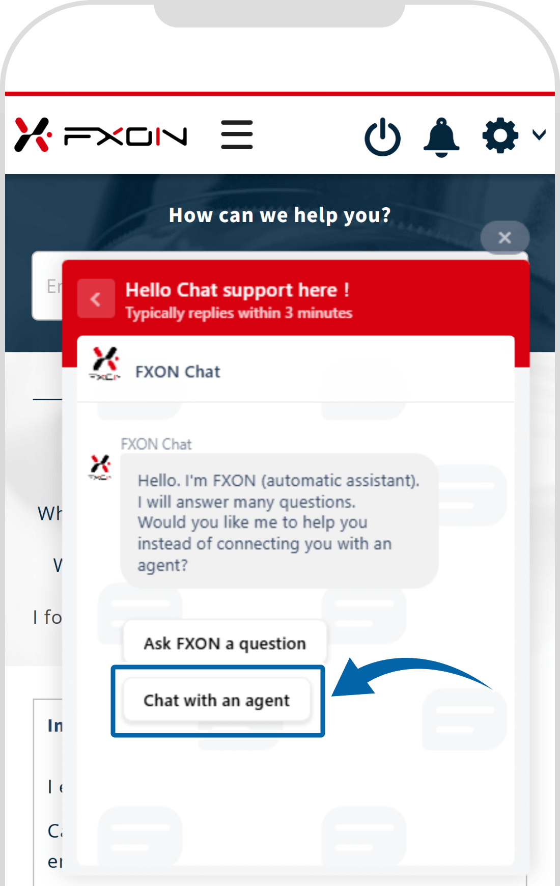 Select “Chat with an agent”