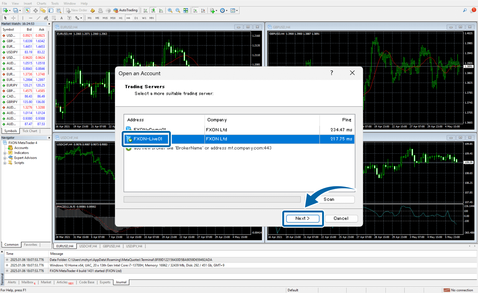 Launch the MetaTrader 4