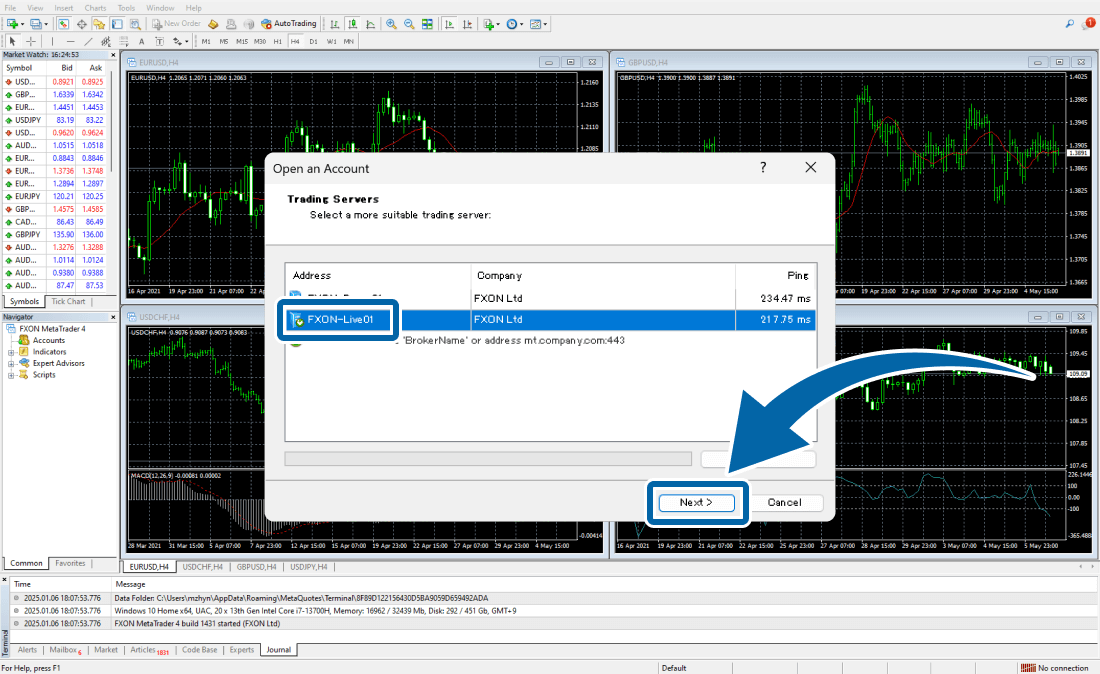 Launch the MetaTrader 4