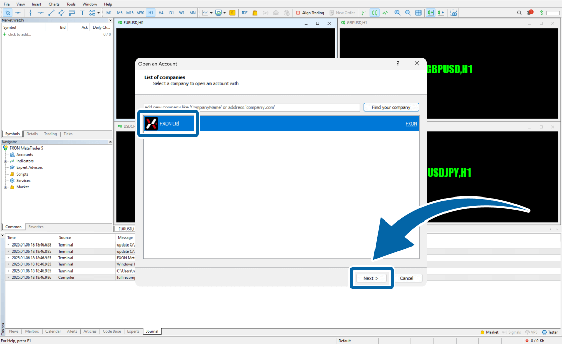 Launch MetaTrader 5