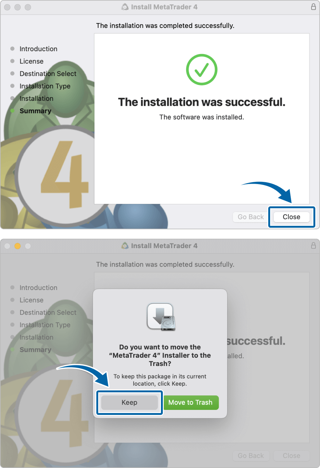 Completion of installation