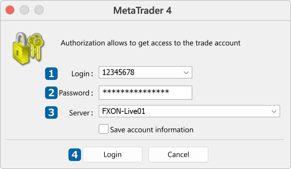 Log in to Trading Account