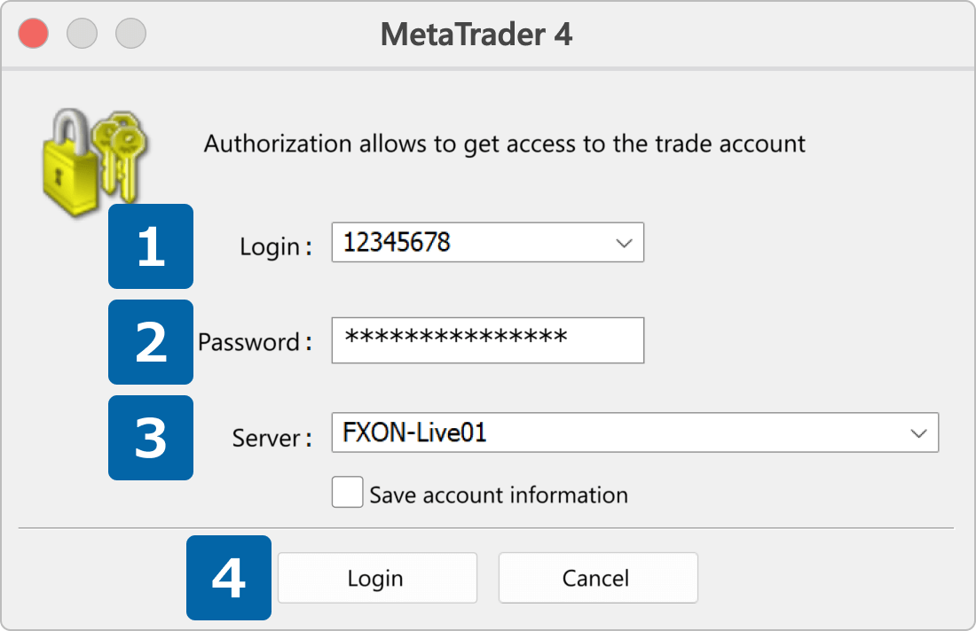 Log in to Trading Account