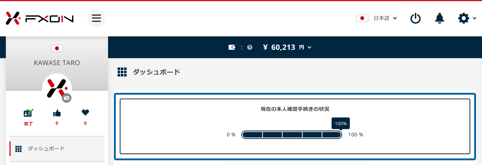 本人確認手続きの状況