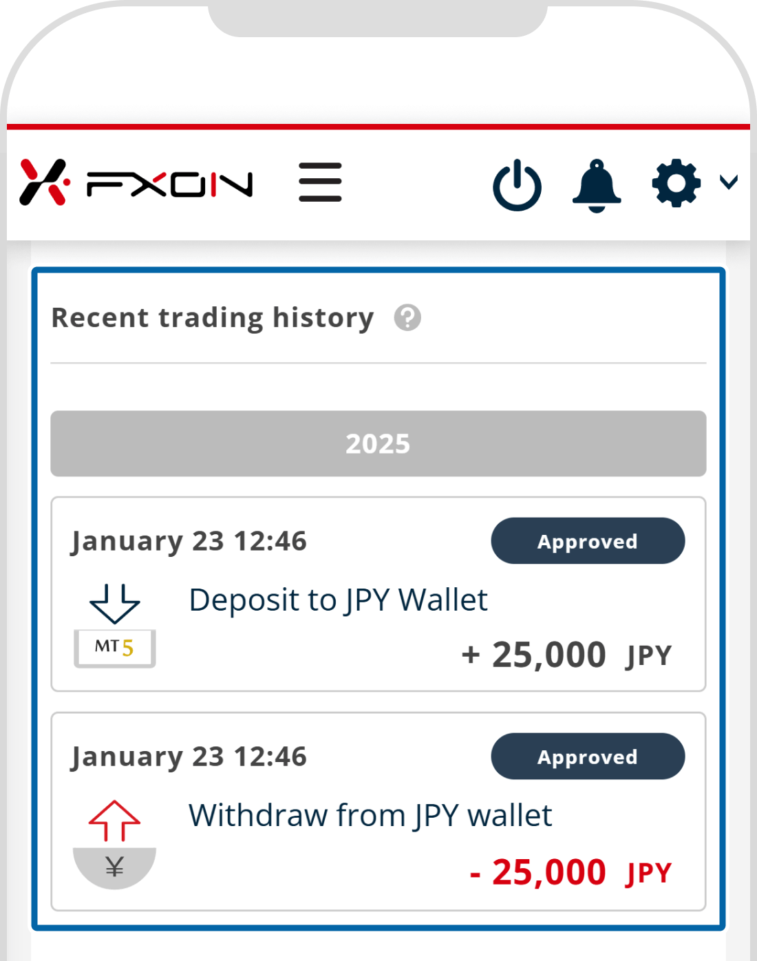 Deposit and Withdrawal History