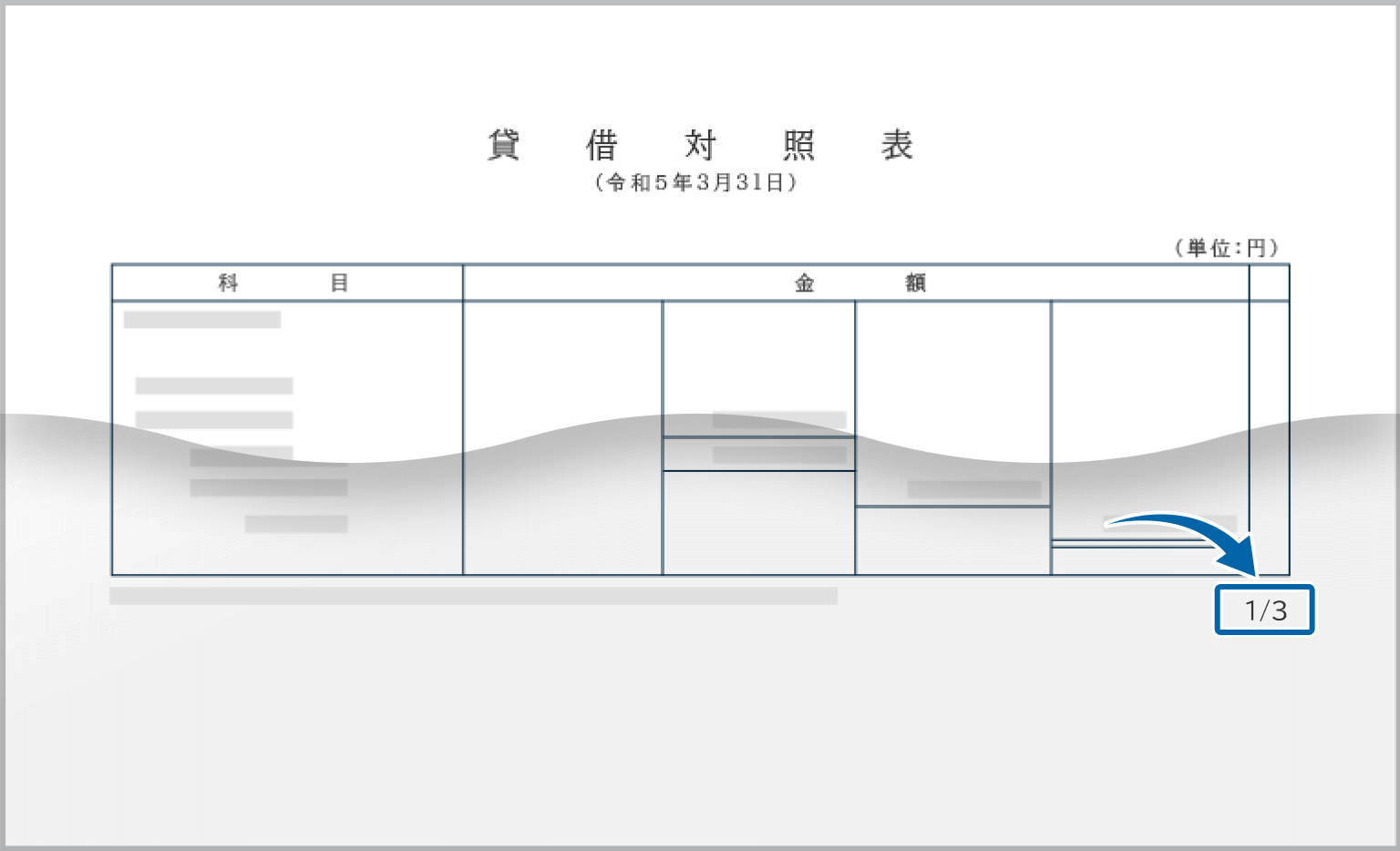 決算書類のページの一部が欠けているケース