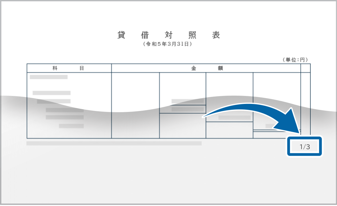 決算書類のページの一部が欠けているケース