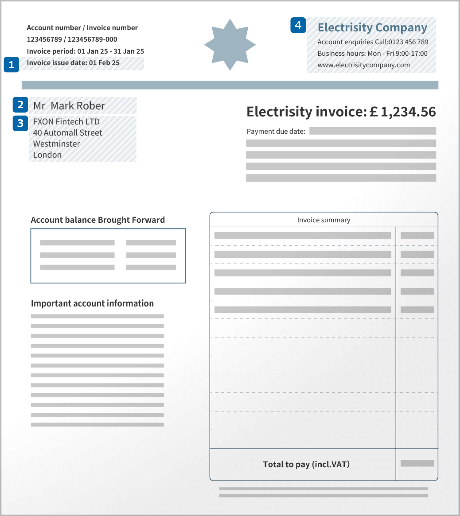 Utility Bill or Invoice