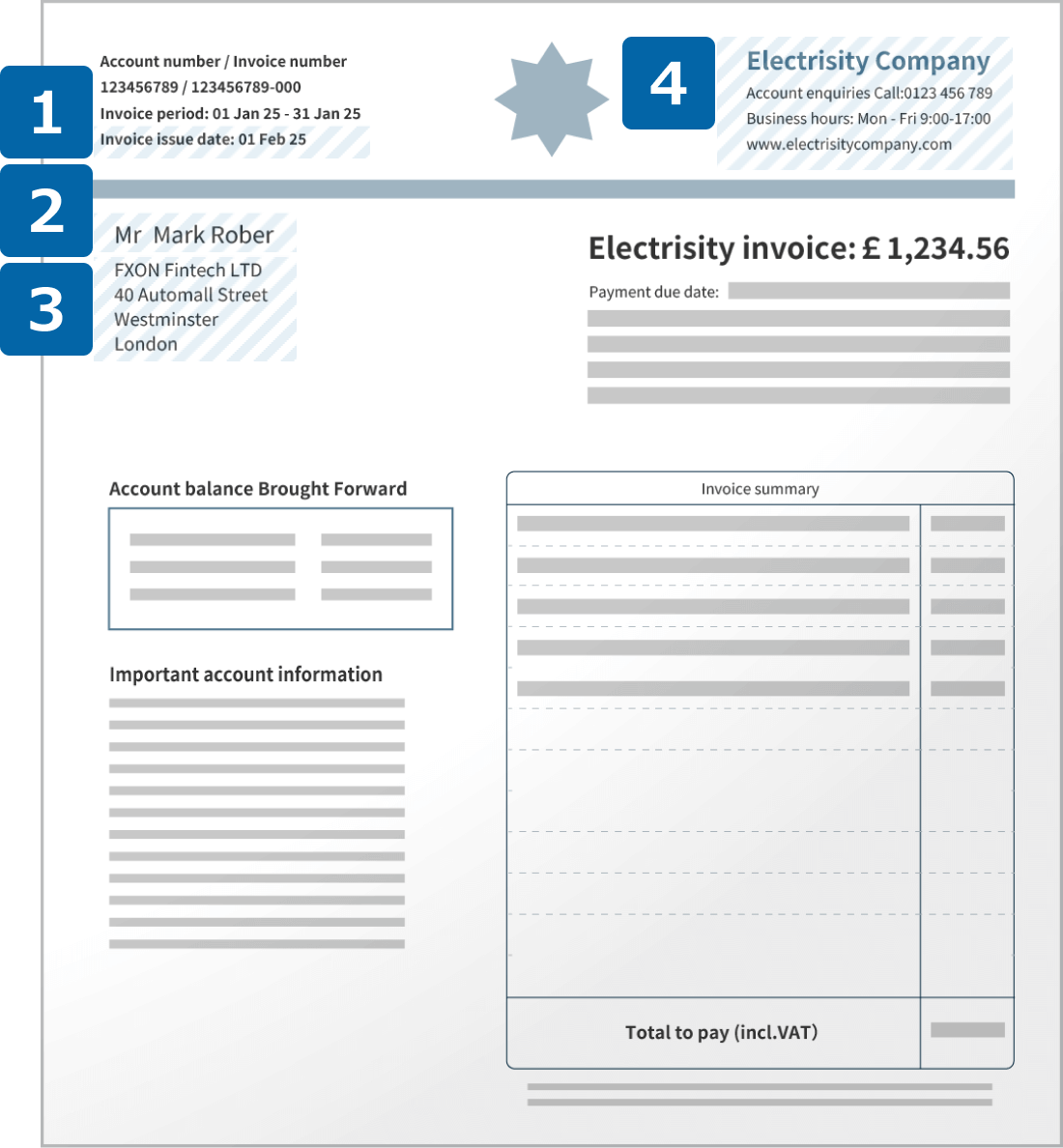 Utility Bill or Invoice