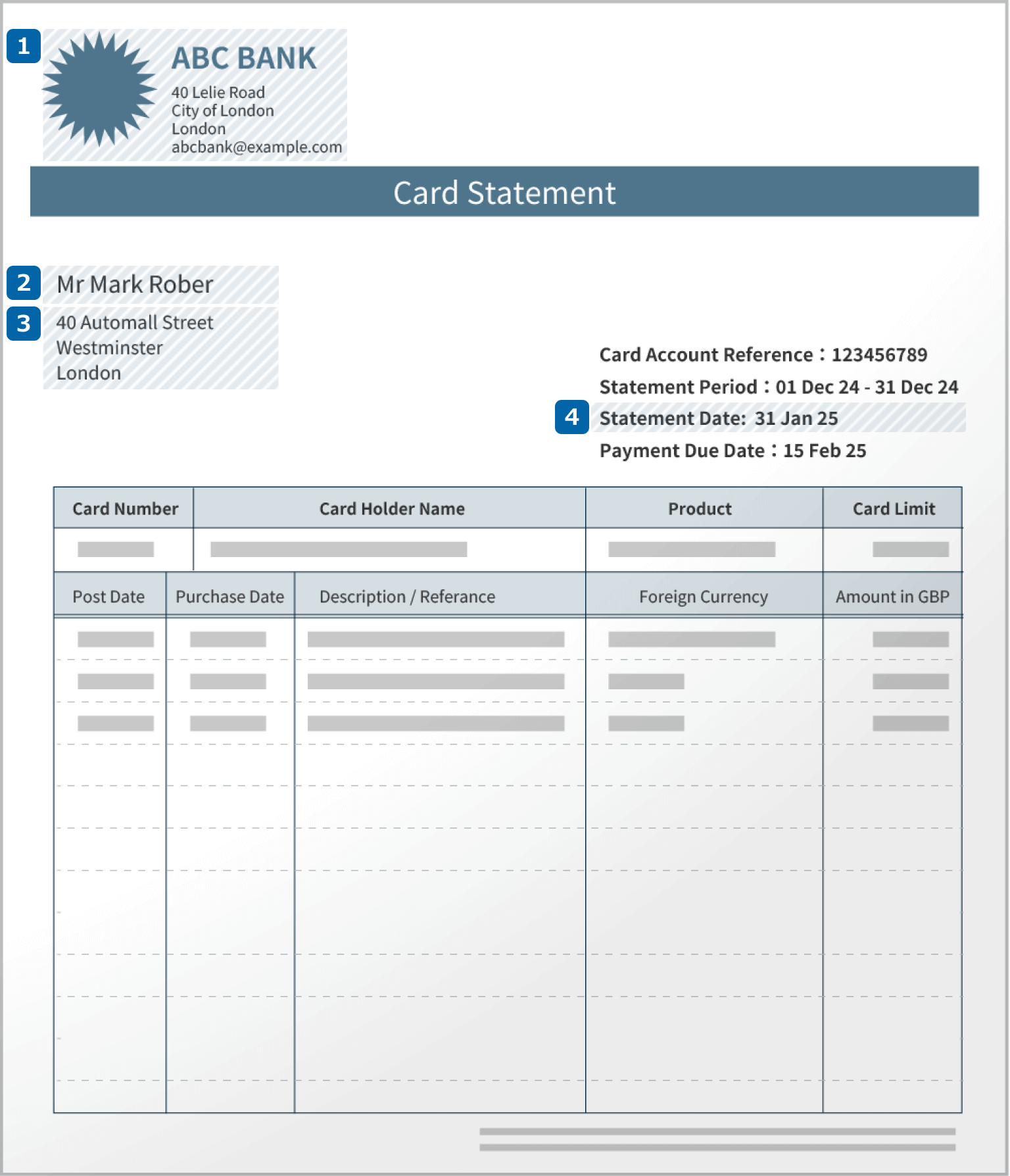 Credit Card Statement