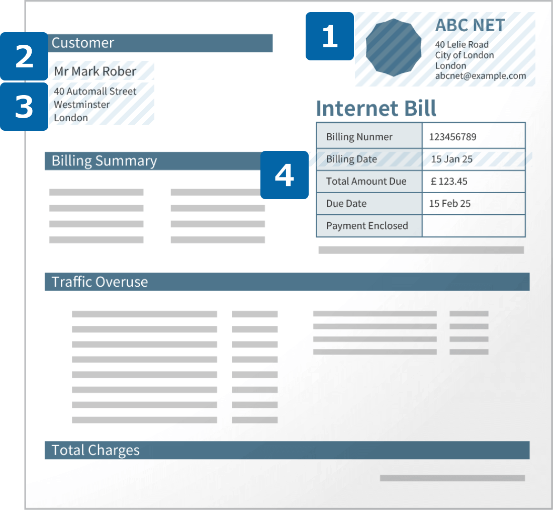 Internet bill sample