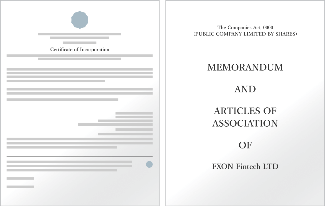 Example of a Certificate of Incorporation and Memorandum & Articles of Association