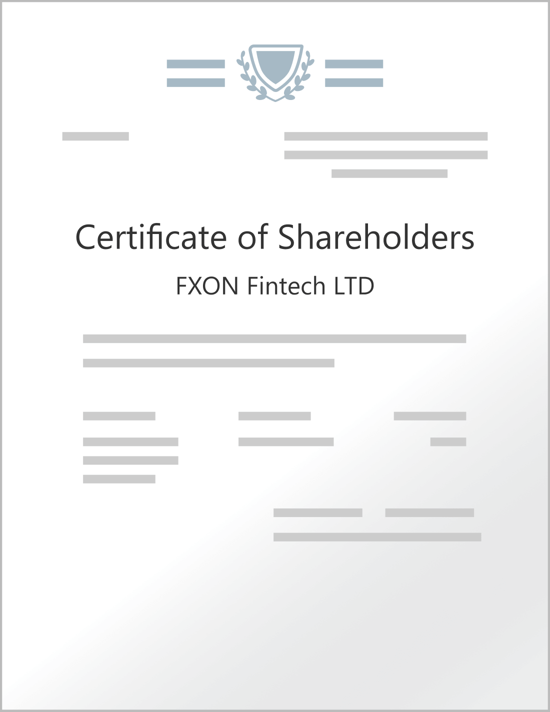 Certificate of Shareholders