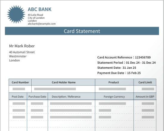 Credit Card Statement