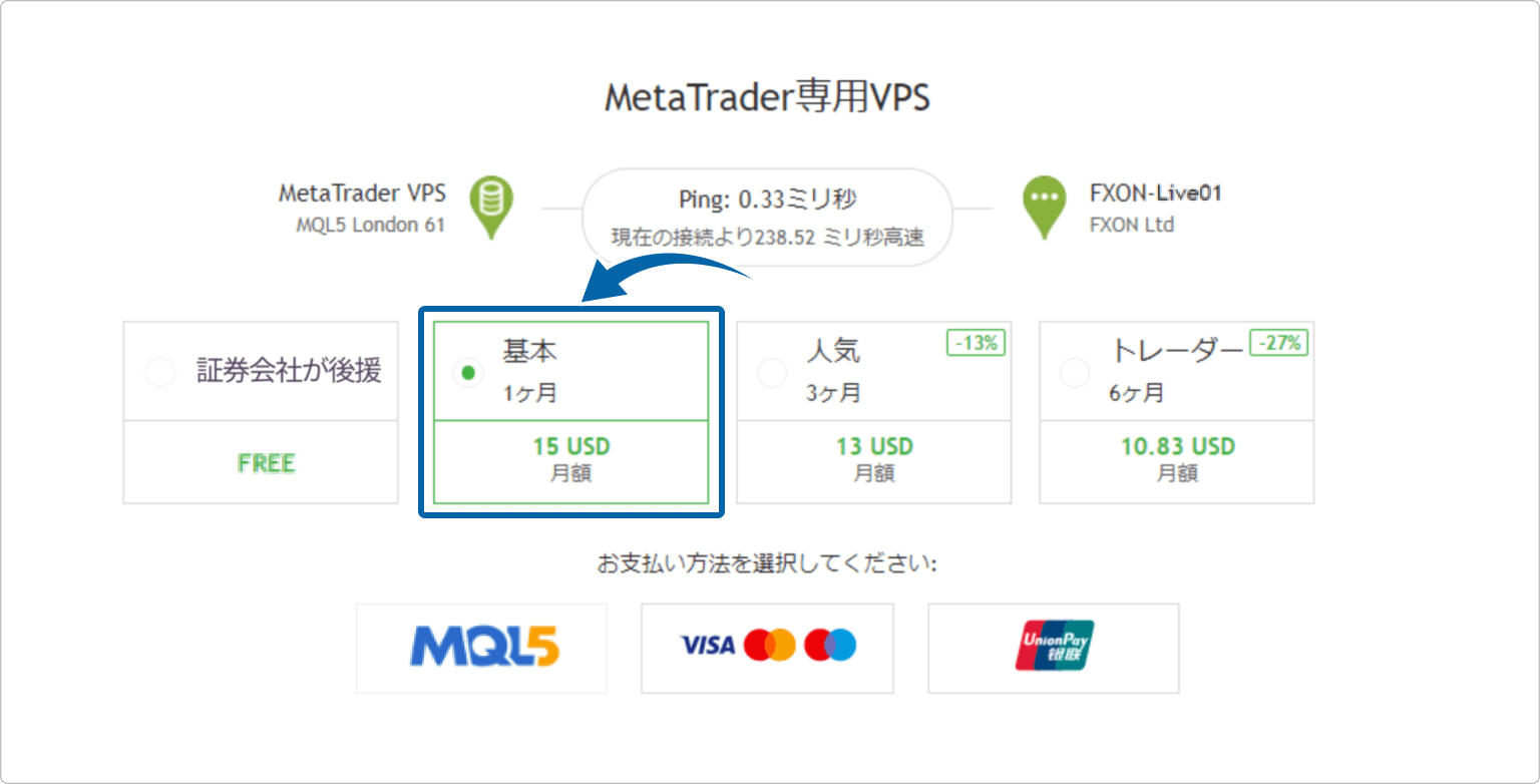 MTQLプラン選択画面を表示