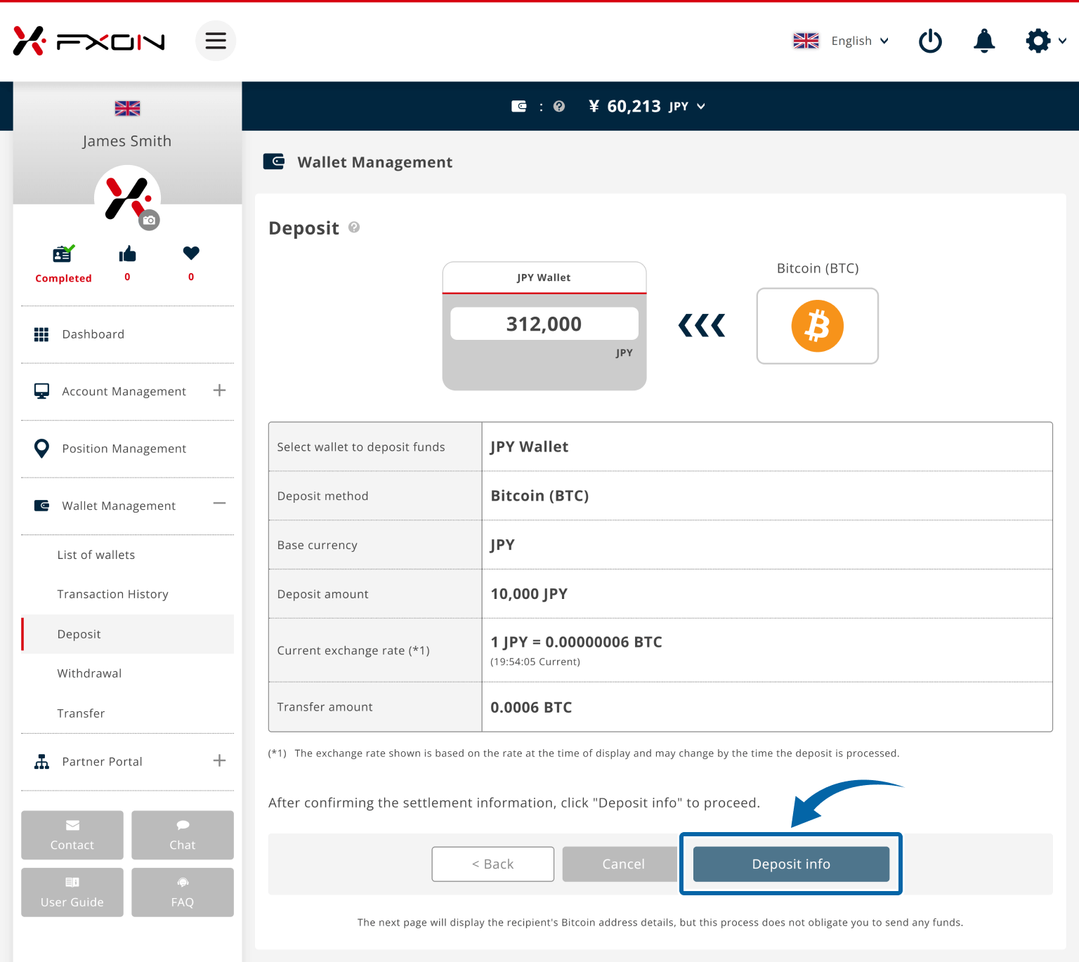 Deposit via Bitcoin (BTC) [Step ii]