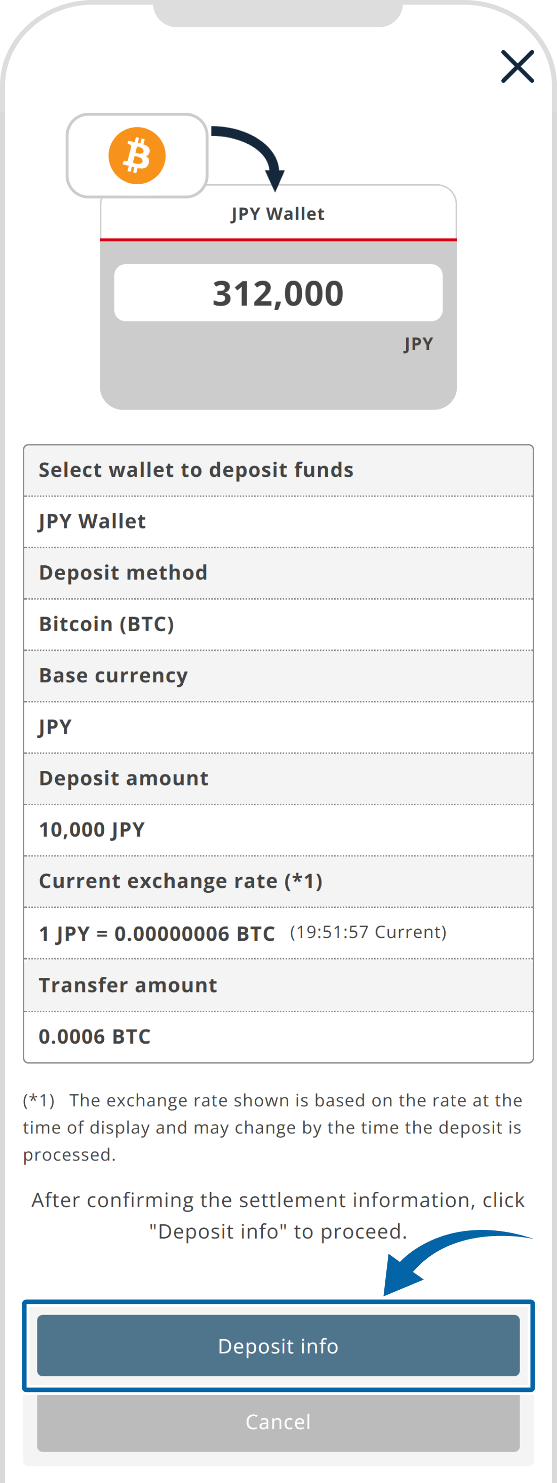 Deposit via Bitcoin (BTC) [Step ii]