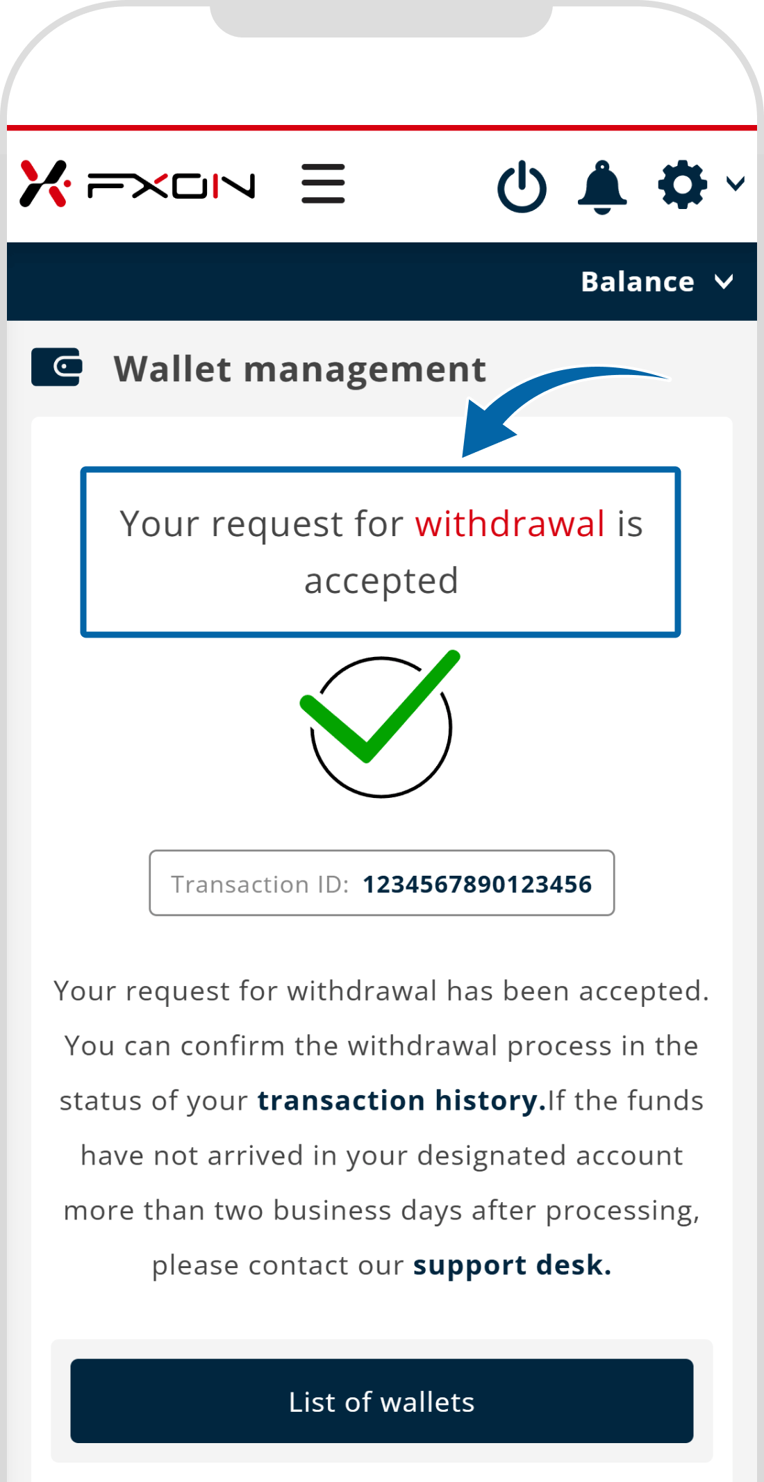 Withdrawal Request Completed