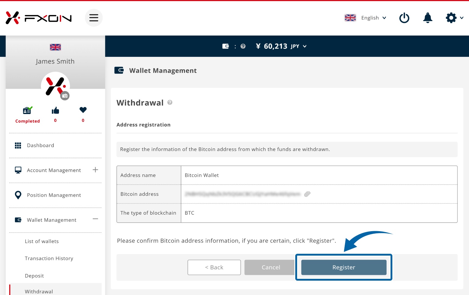 Adding a Bitcoin (BTC) Withdrawal Address (iii)