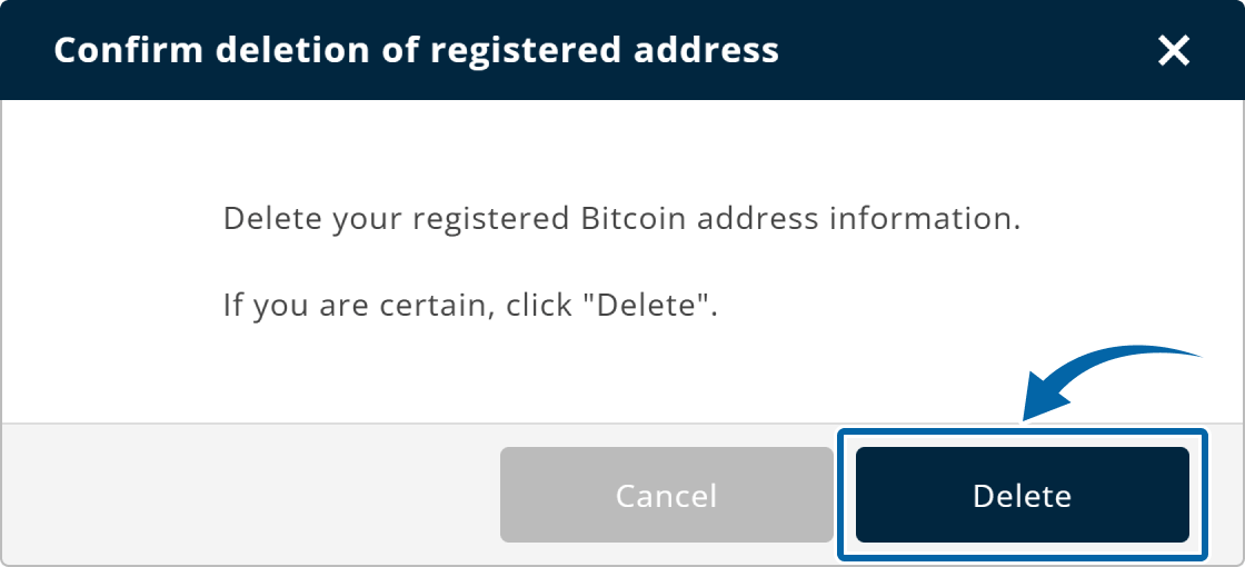 Delete the Registered Cryptocurrency Withdrawal Address (ii)