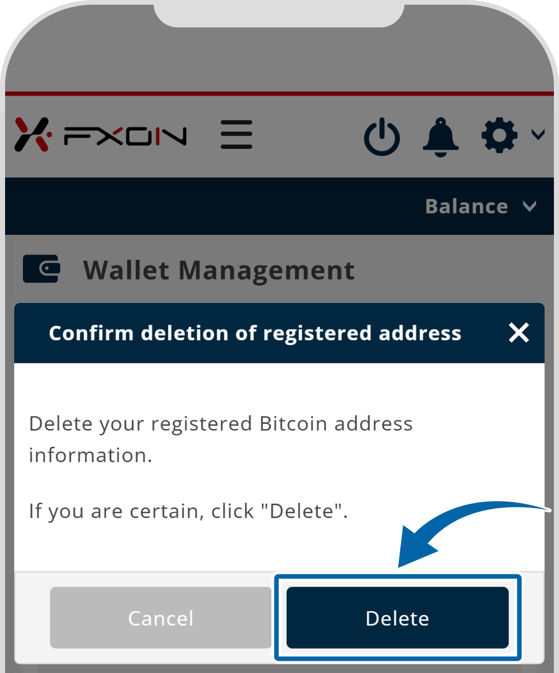 Delete the Registered Cryptocurrency Withdrawal Address (ii)