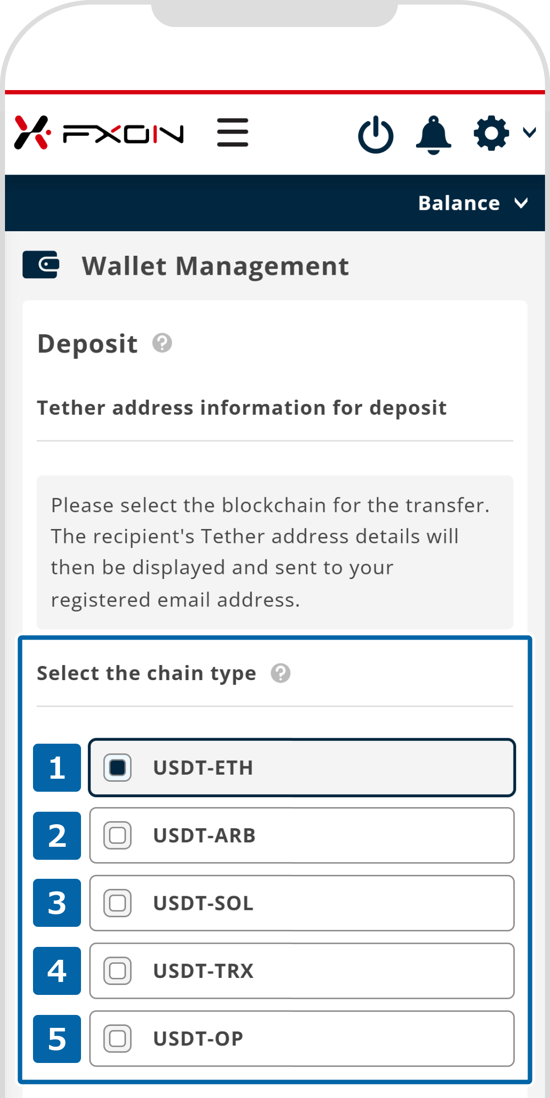 Select the Chain Type