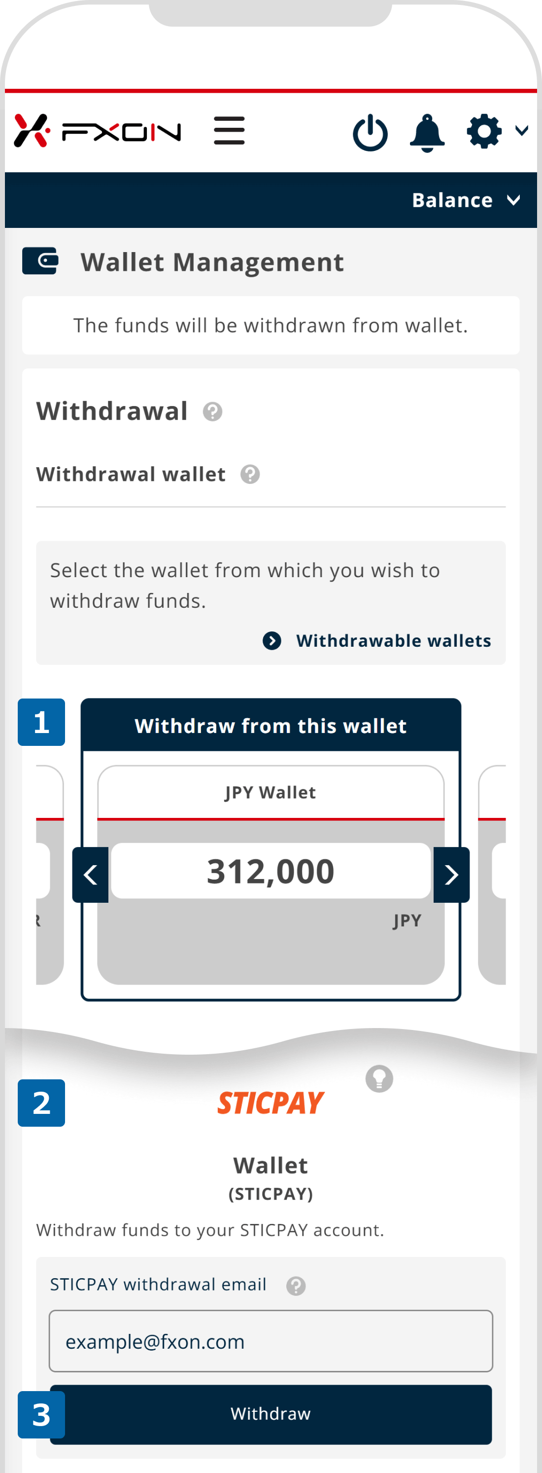 Withdrawal via STICPAY (i)