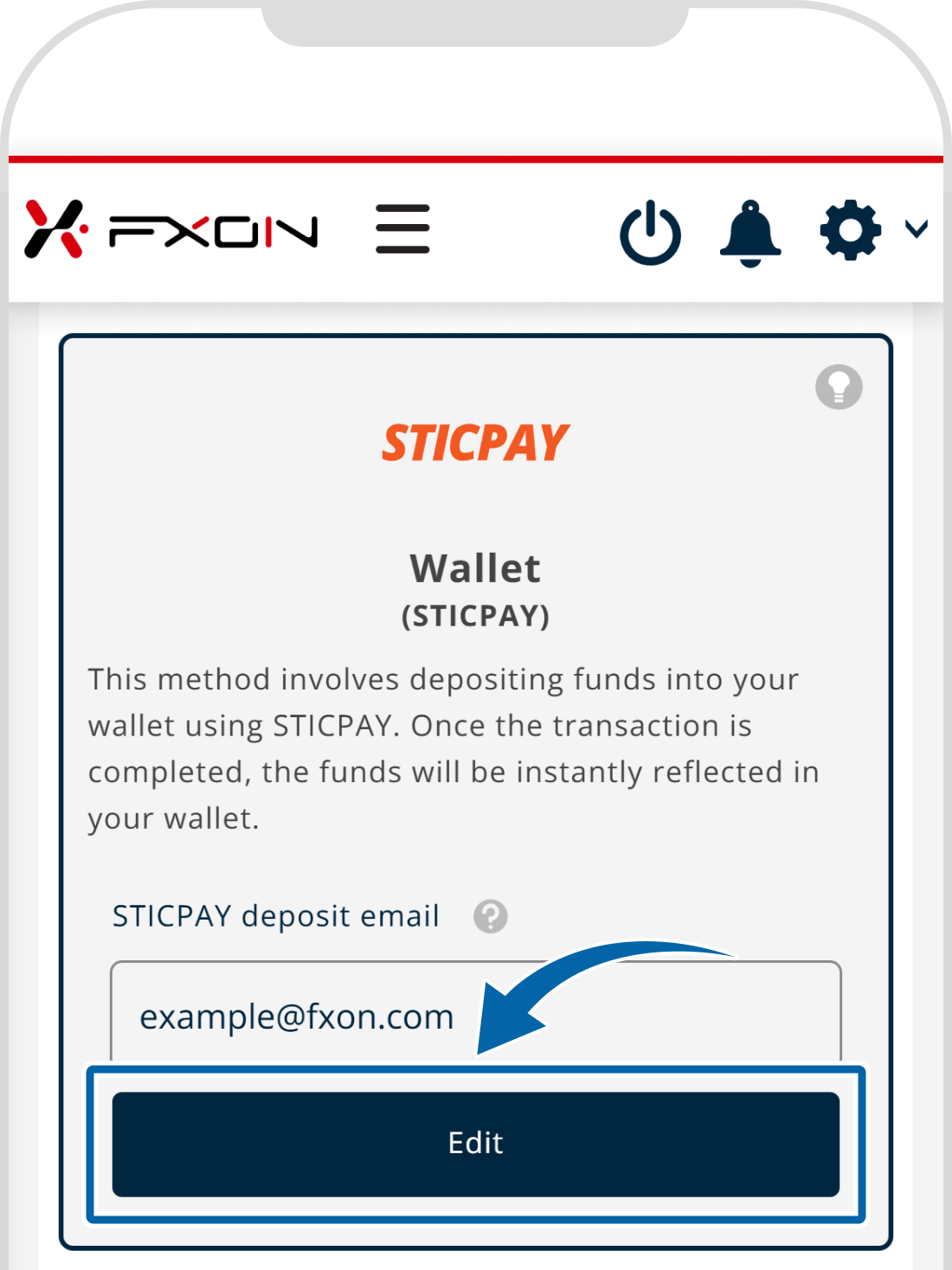Updating the STICPAY deposit email (i)
