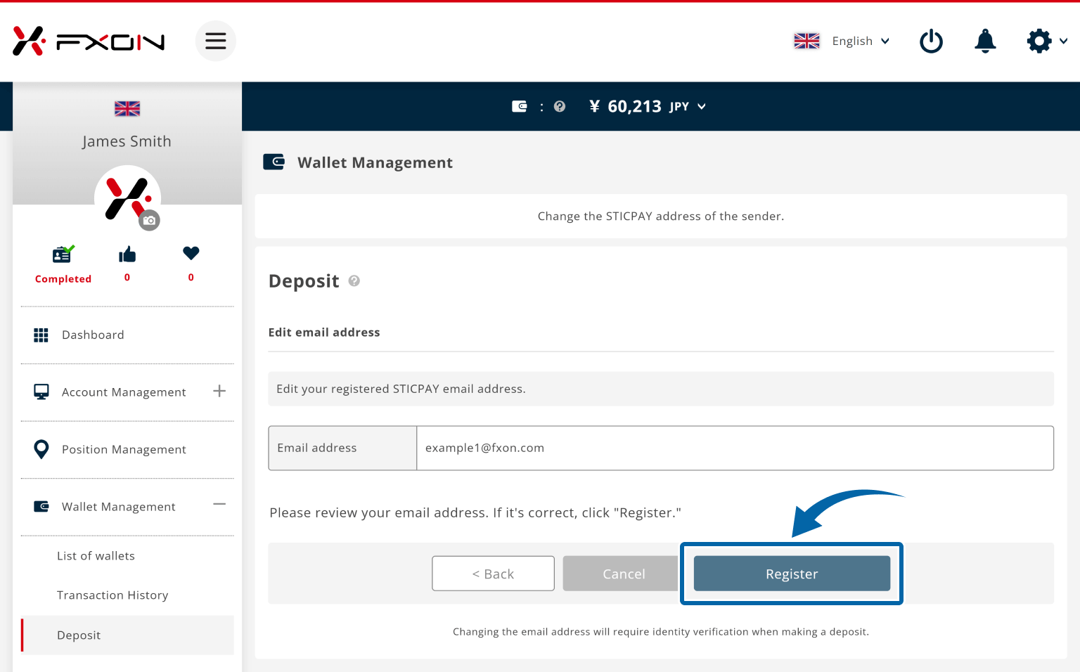 Updating the STICPAY deposit email (ⅲ)
