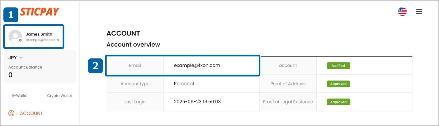 Required Document (i): STICPAY Account Information Page