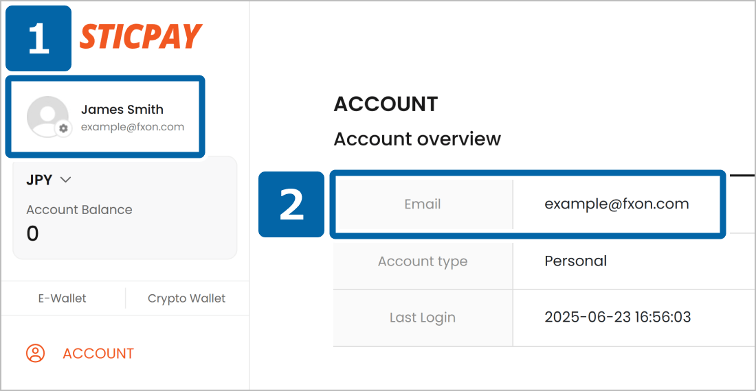Required Document (i): STICPAY Account Information Page