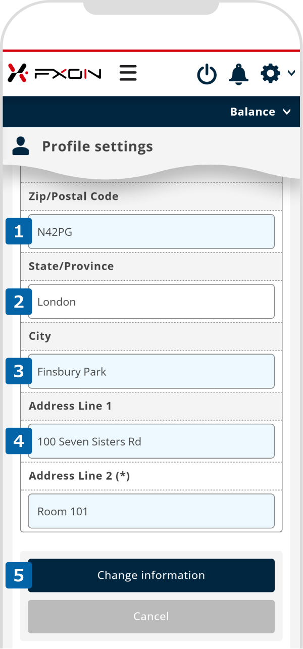 Enter New Address