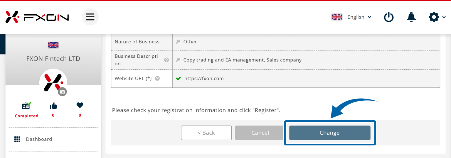 Confirmation of New Address Entry