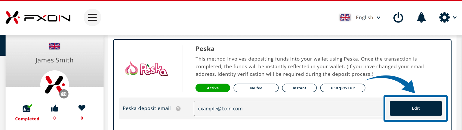 Updating the Peska deposit email (i)