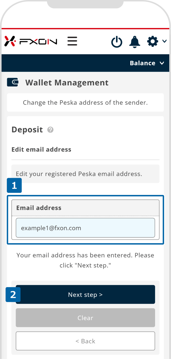 Updating the Peska deposit email (ii)