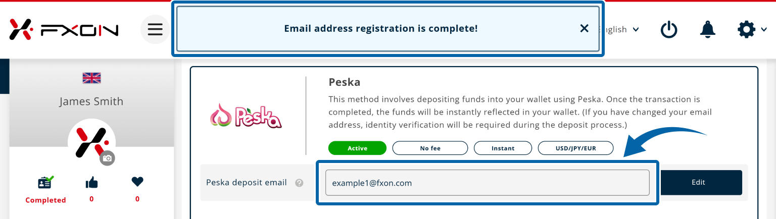 The completion message