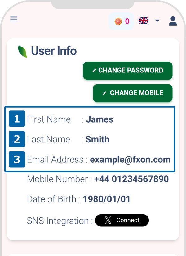 Required Document (i): Peska Account Information Page