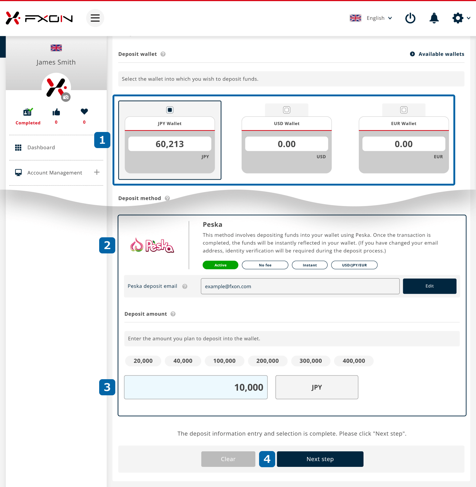 Deposit via Peska (i)