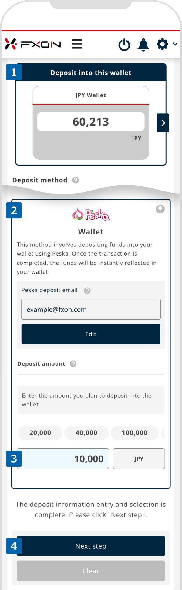Deposit via Peska (i)