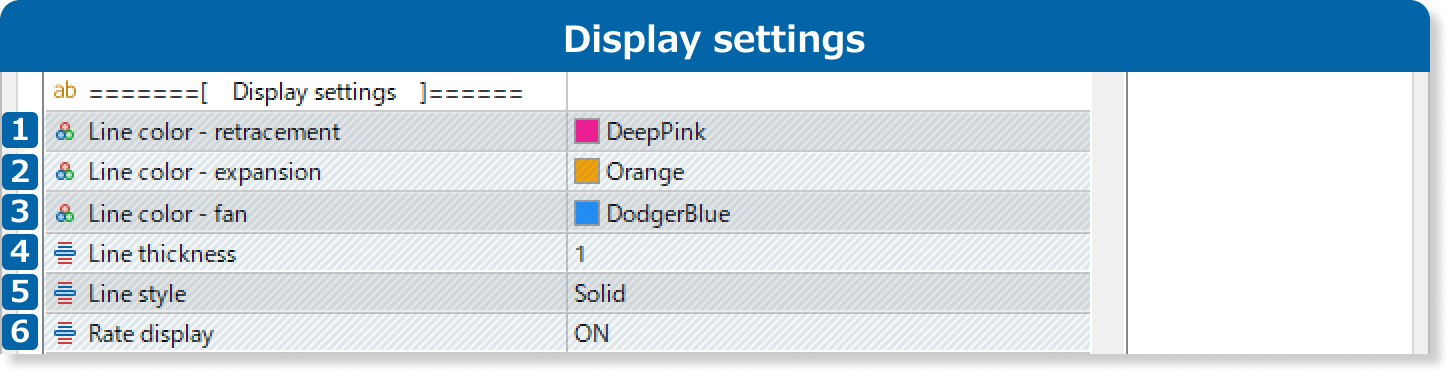 Display settings on the Inputs tab
