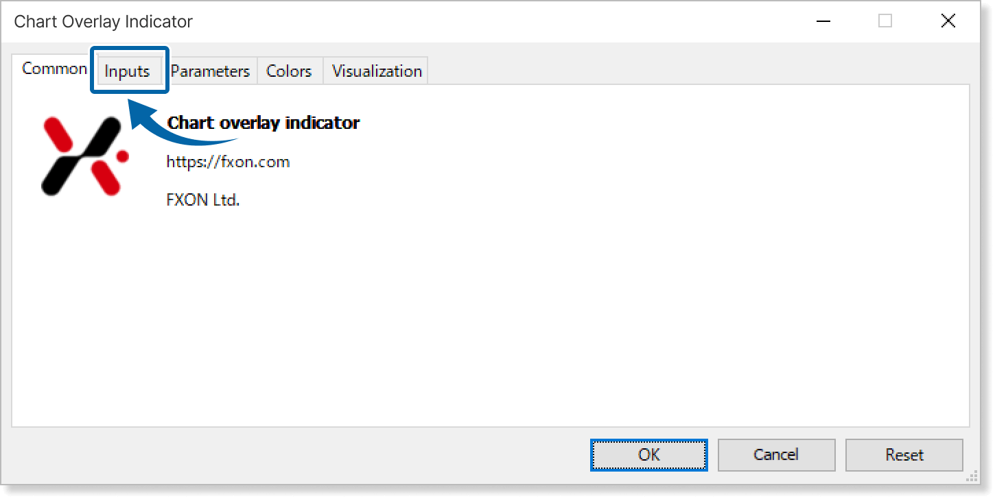 Indicator’s Common tab