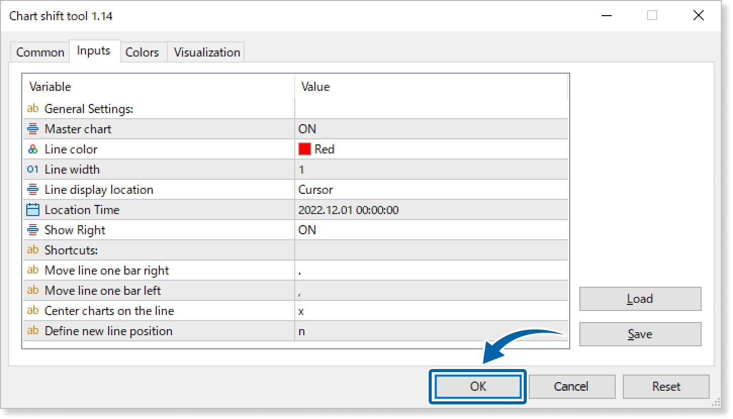 Customize the settings on the Inputs tab