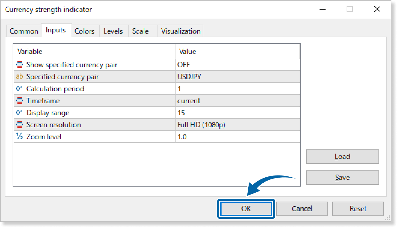 customize the settings on the Inputs tab