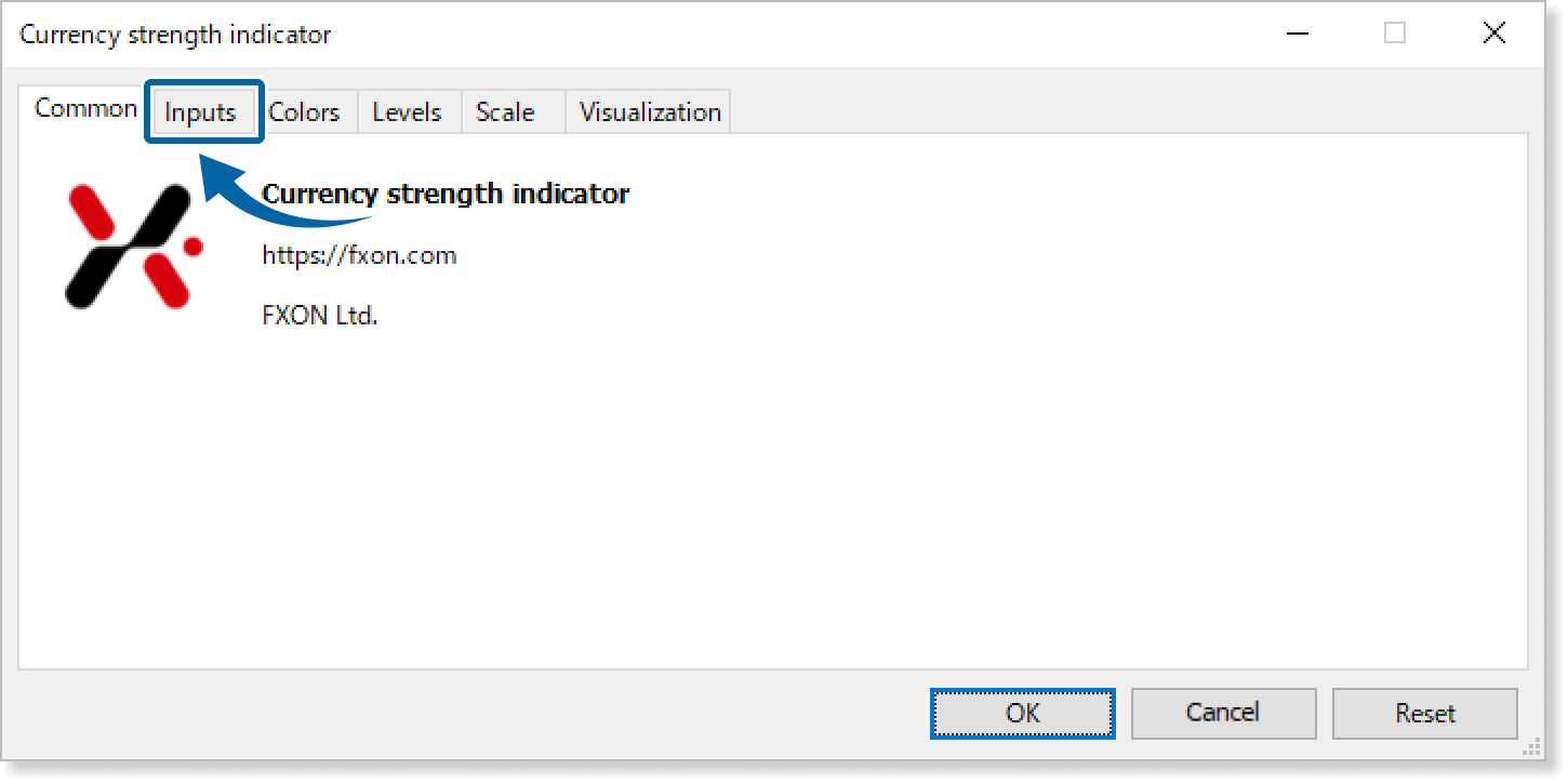 open the Inputs tab