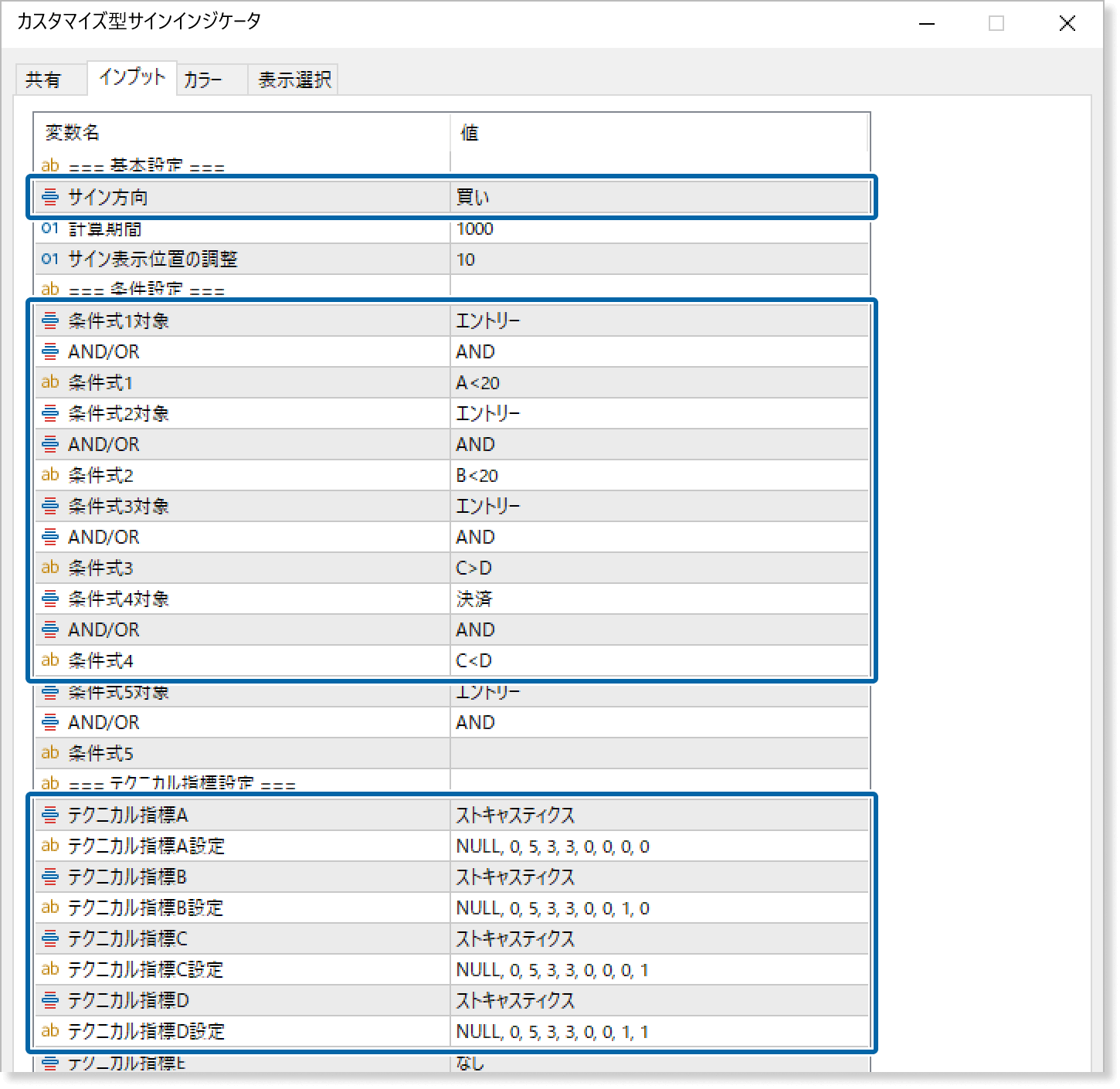 ストキャスティクスの設定