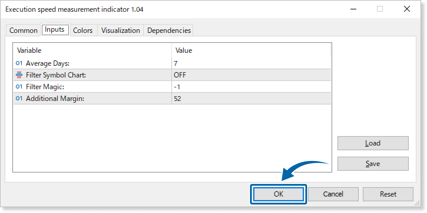 Customize the settings on the Inputs tab