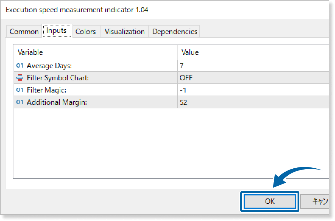 Customize the settings on the Inputs tab