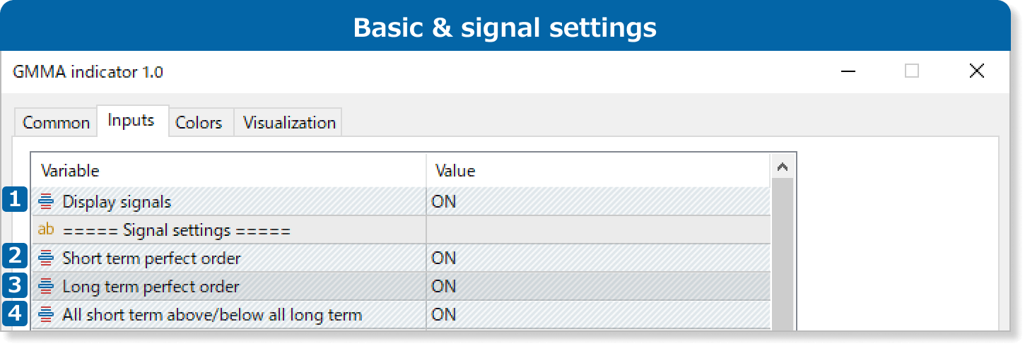 Basic & signal settings